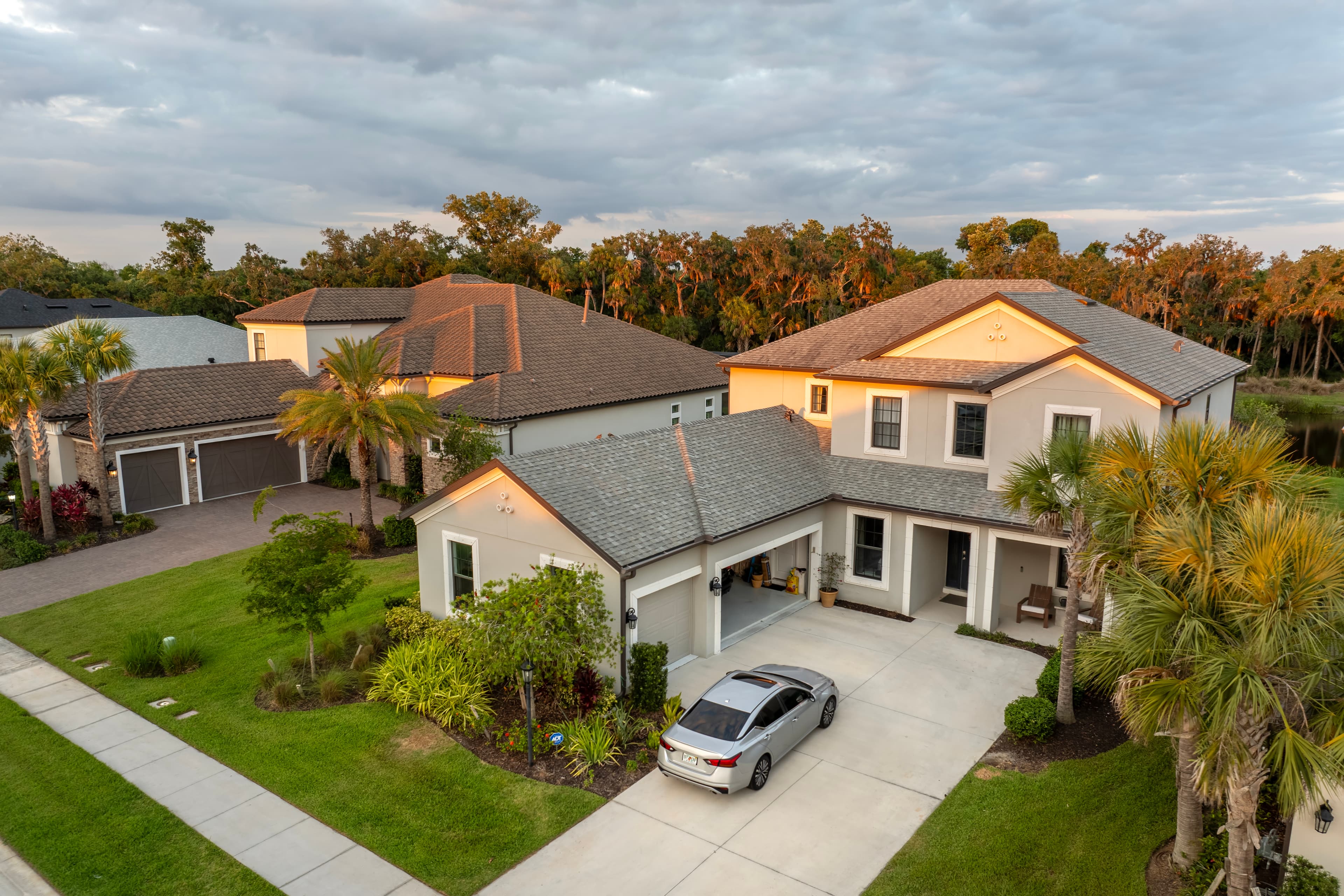 Aerial view of homes